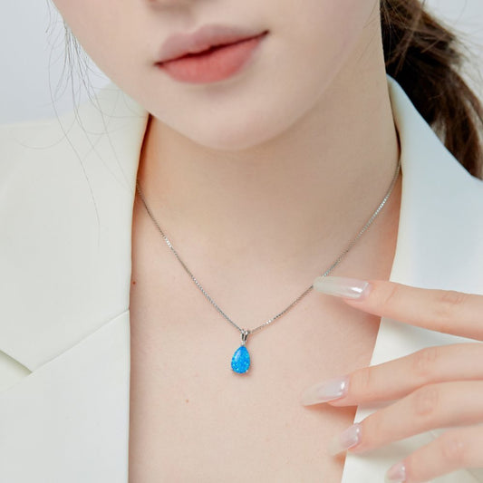 The Opal Teardrop Pendant Necklace